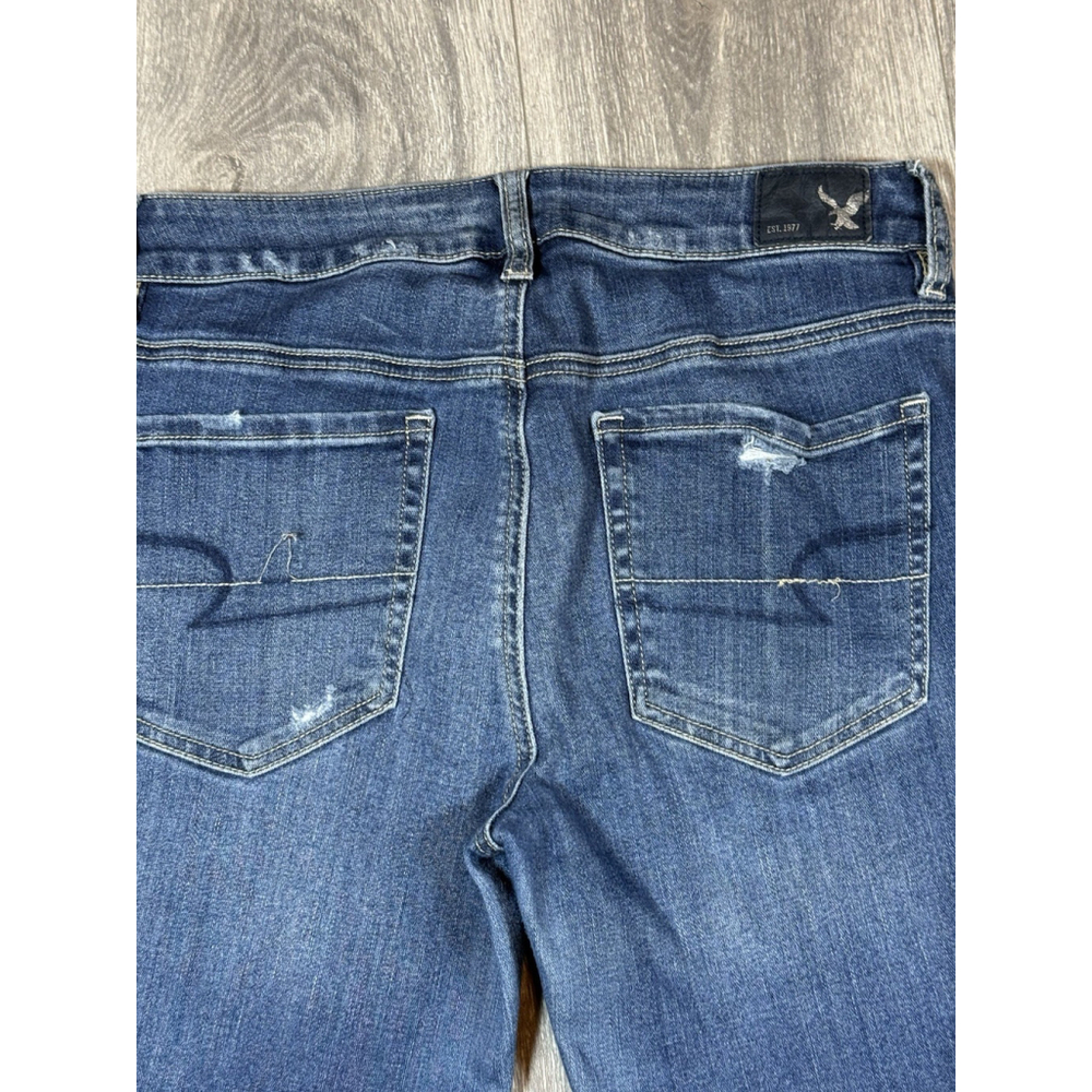 American Eagle Super Stretch Denim Jeans Women's Size 8 Regular Distressed - Picture 5 of 9